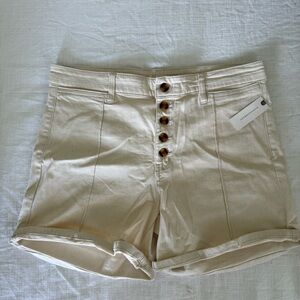 Anthropologie Cream Button-Up Women Shorts